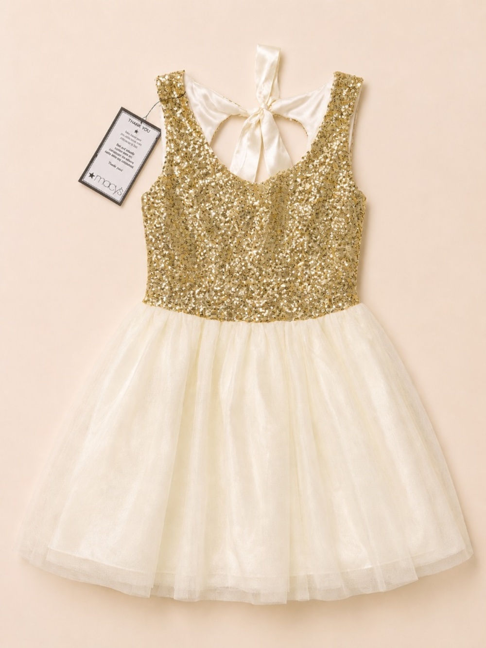 B. Darlin Gold Sequin & Ivory Tulle Party Dress – Size 3/4 – NWT